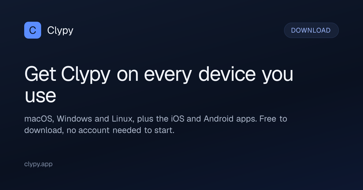I built Clypy, an encrypted clipboard that works across all your devices logo